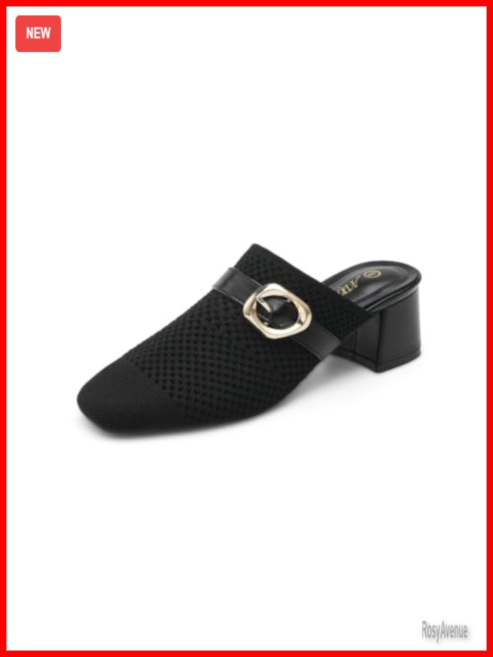 Women's Square Closed Toe Chunky Block Heeled Mules - Breathable Mesh Knit